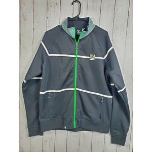 LRG Lifted Research Group Track Jacket Size M Medium Black Green Zip Up Nice!